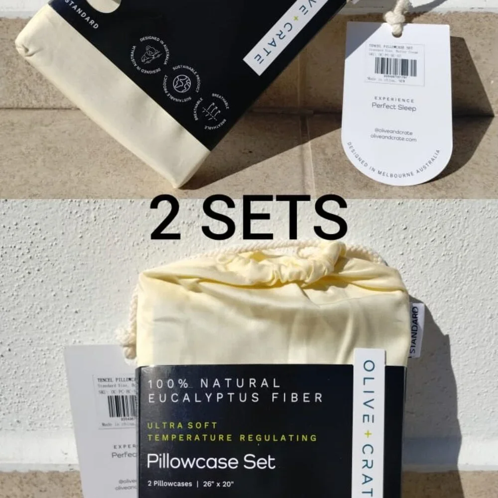 Olive Crate 2 STANDARD SETS - 100% Tencel Eucalyptus Temp Regulating Pillowcases